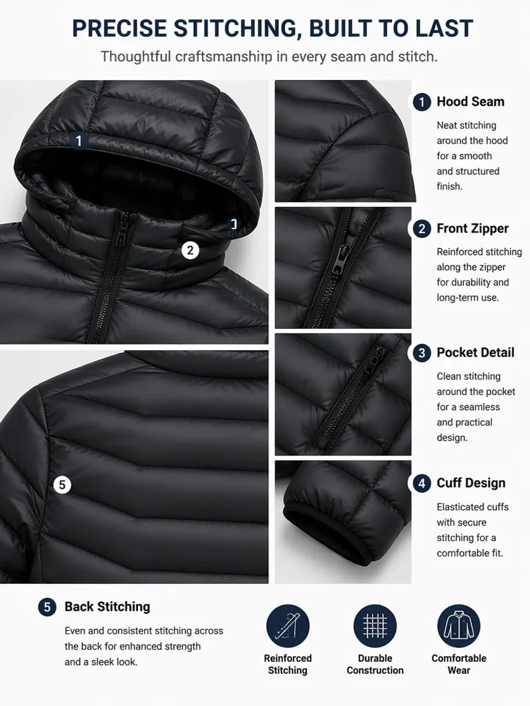 Men's Intelligent Heated Jacket With 39 Heating Zones And Hood