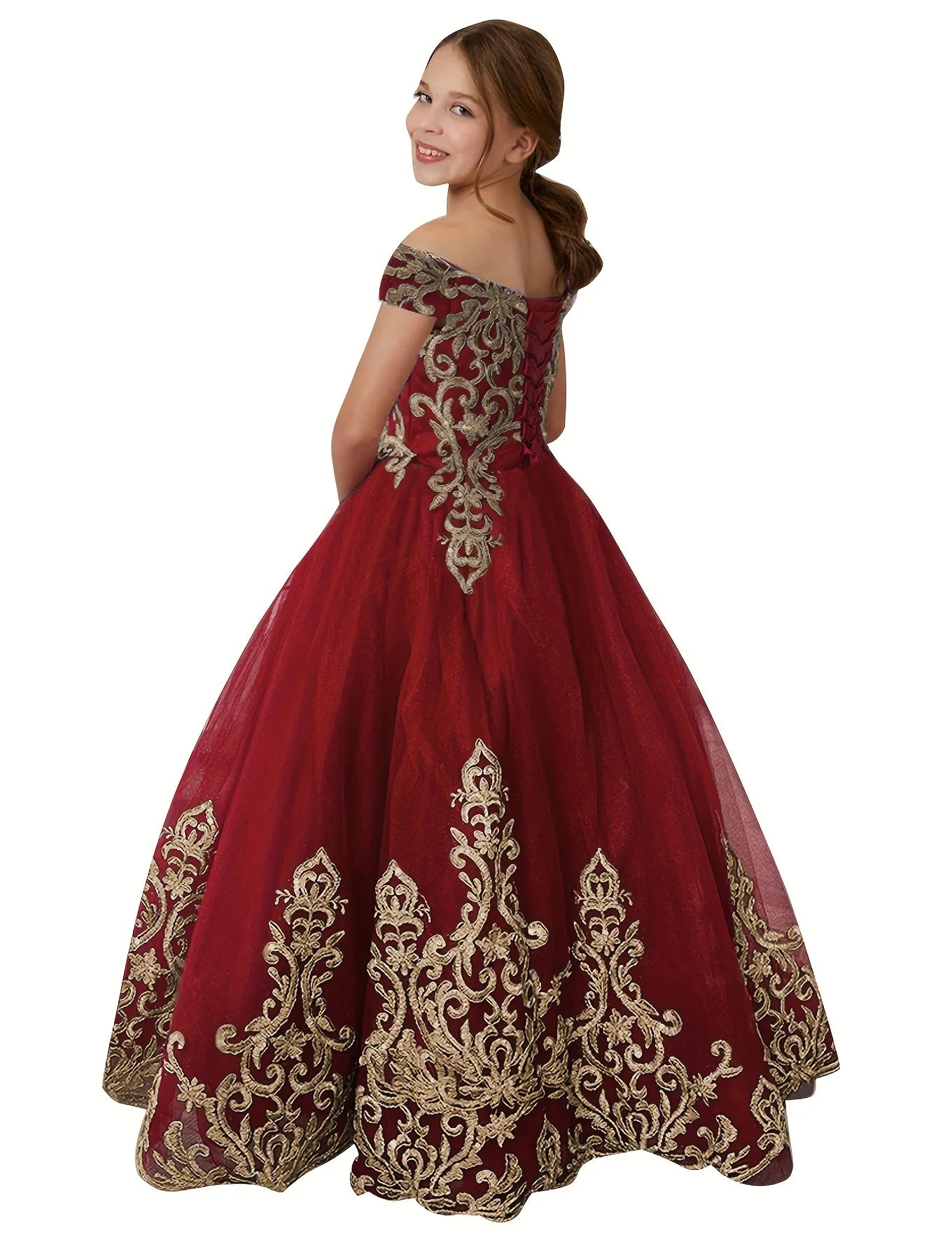 Flower Girl Fluffy Ball Gown For Autumn Winter Christmas Dress
