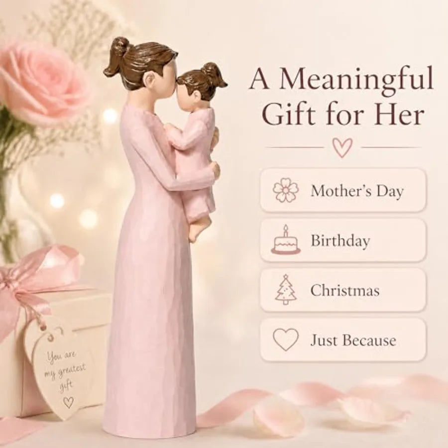 Mother And Daughter Figurine Statue Gift, Hand Painted Family Keepsake