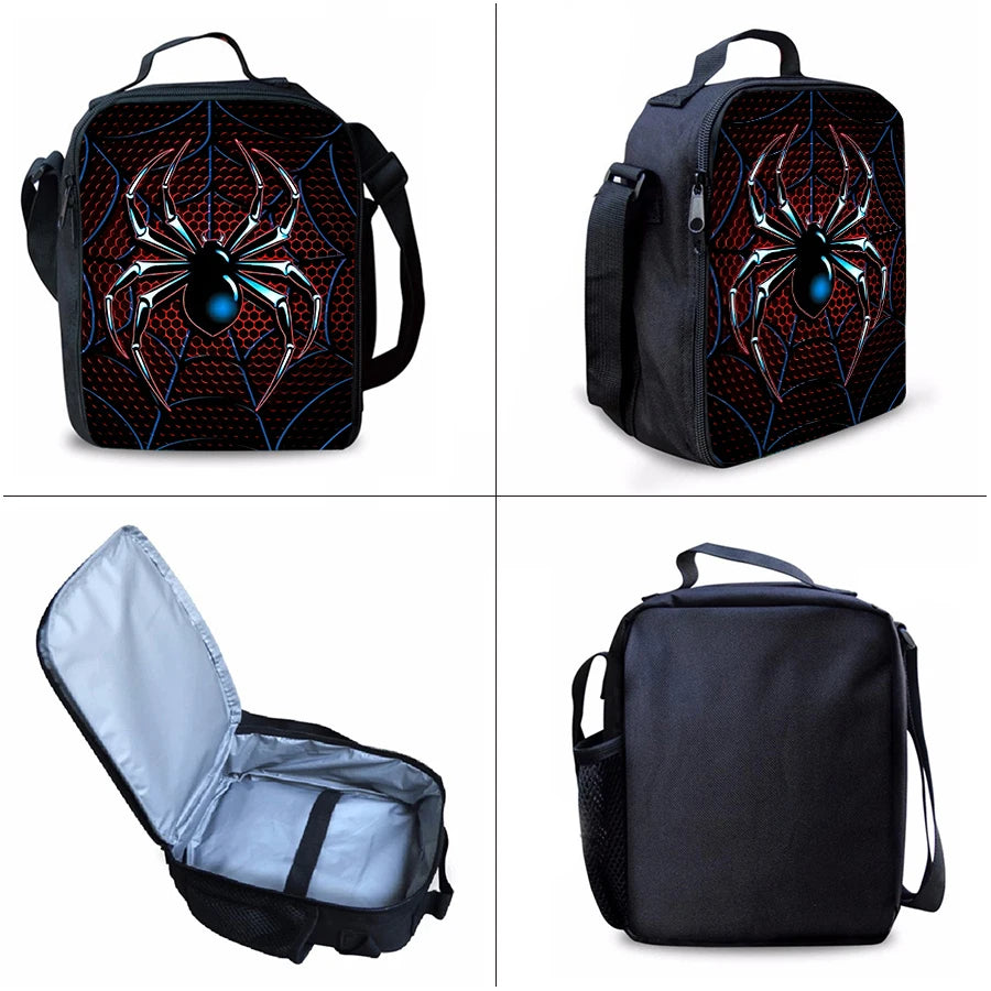 Spider Pattern Three Piece 3D Cartoon School Backpack Set For Children
