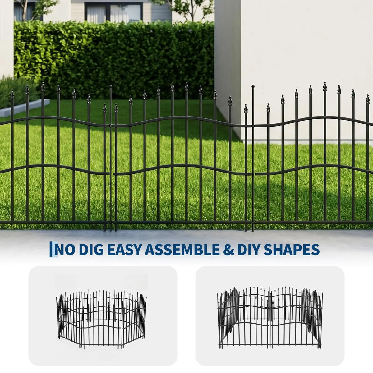 HiMISS Garden Fence Panels Metal Animal Barrier With Gate