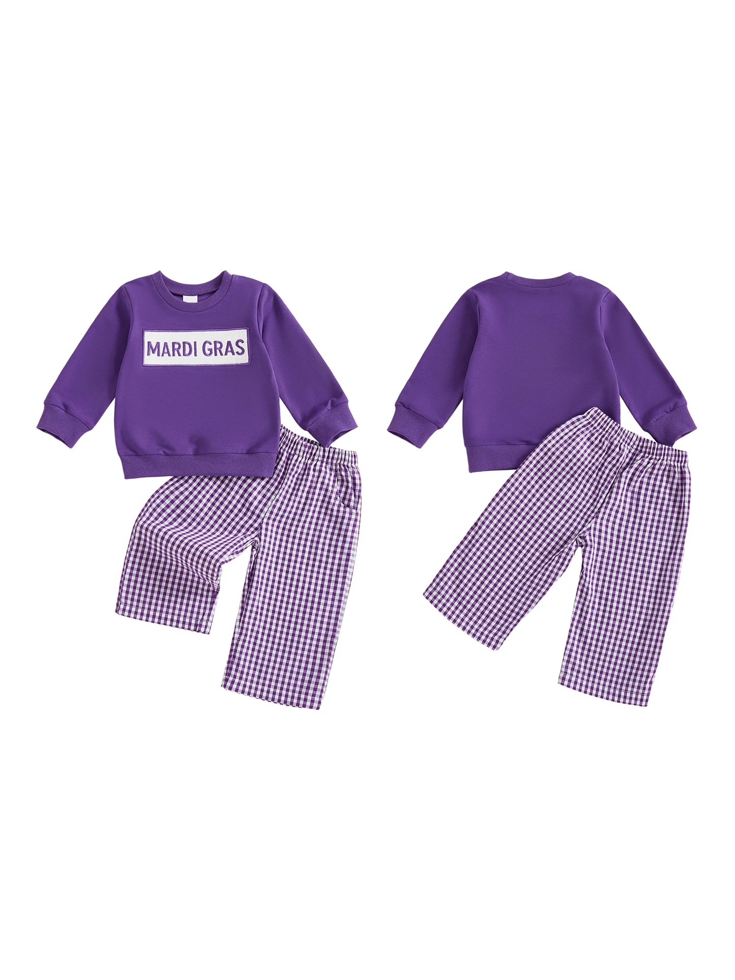 Infant Boy s Circus Theme Clothing Set with Embroidered Letter Detail Cozy Crew Neck Sweatshirt and Plaid Pants