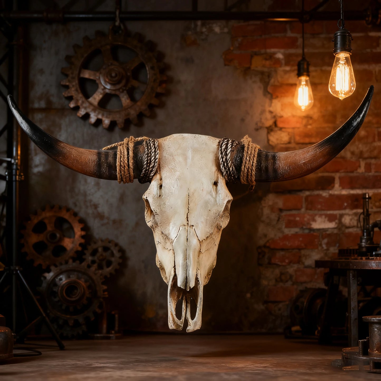 2025 New Arrival: Rustic Style Bull Skull, Large Longhorn Bull Skull, Handmade Western Decor, Wall Art for Men's Spaces