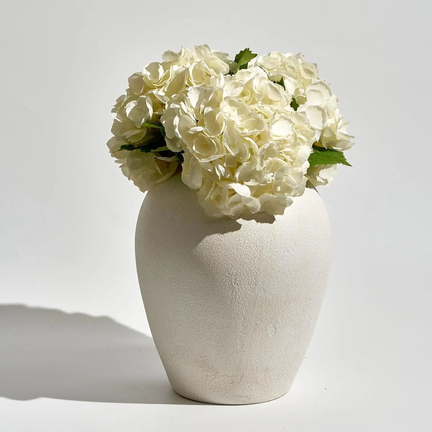 White Ceramic Large Vase, 12.7" Tall Zen Style vase, Terra Cotta Pitcher, Distressed Farmhouse Decor, Pottery Decorative Flower