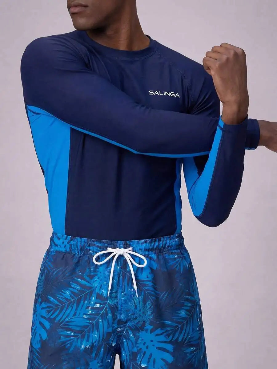 Mens Long Sleeve Rash Guard And Swim Shorts For Beachwear