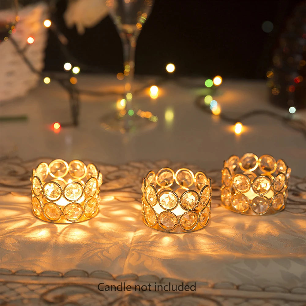 Candle Crystal Gold Votive Holders 24Pcs For Weddings