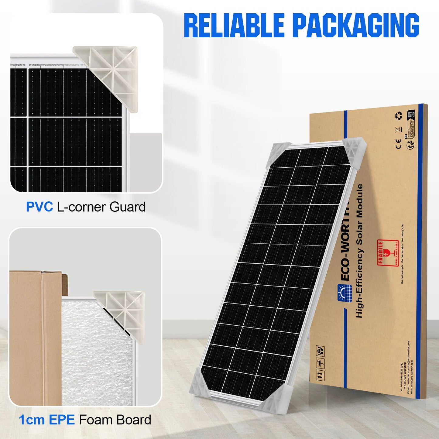Eco-Worthy 195W 12V Monocrystalline Solar Panel High Efficiency PV Module