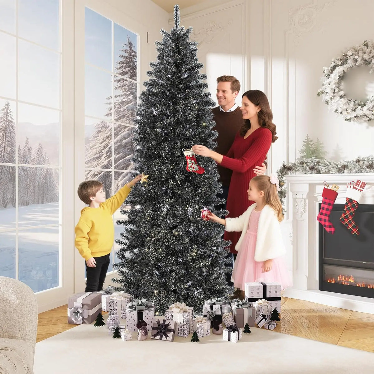 HiMiss Artificial Christmas Tree With Sturdy Stand And Lifelike Branches