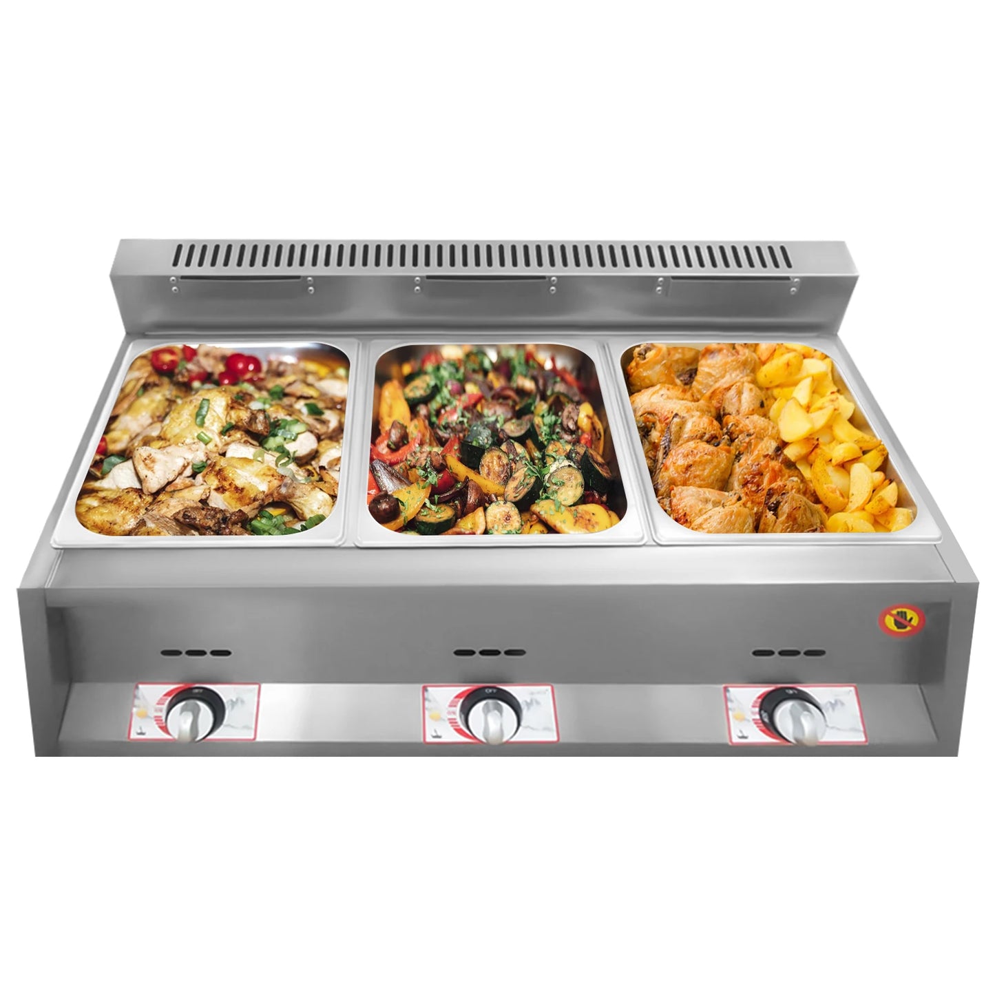 3 Pan Gas Fryer Warmer For Commercial Buffet Catering
