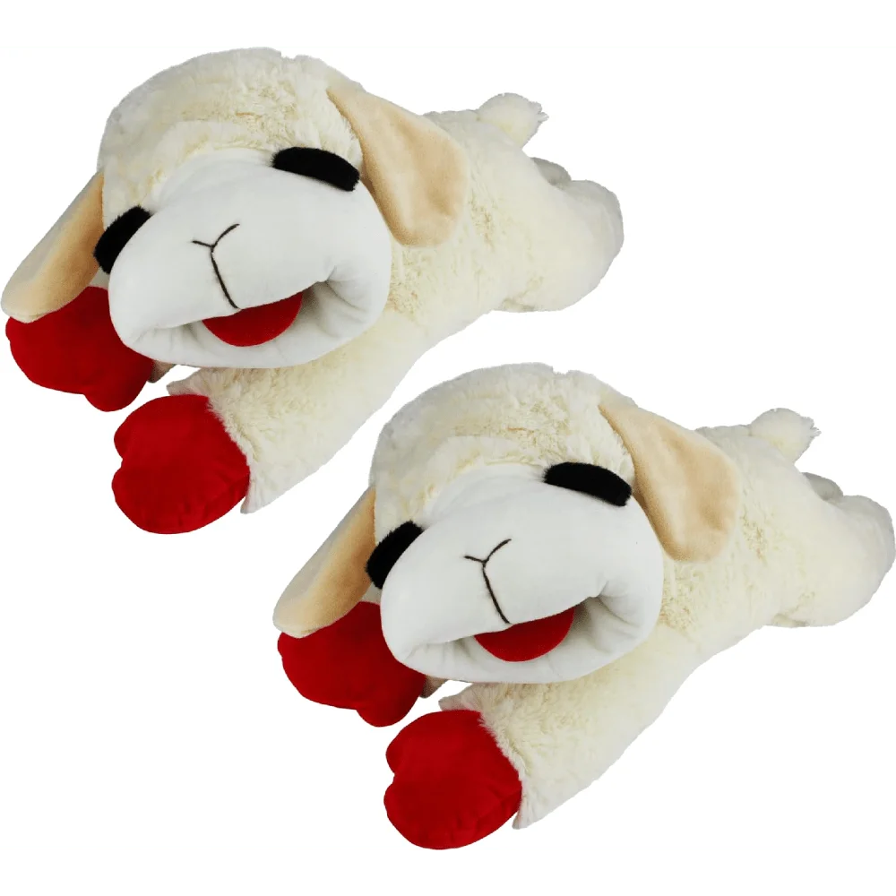 Plush Lamb Dog Toy With Squeaker 24 Inch White