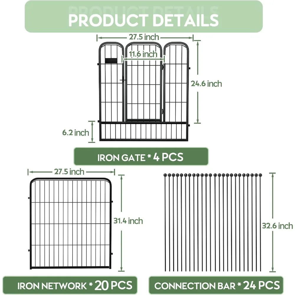 DAFIFY Decorative Iron Garden Fence With Gate Heavy Duty