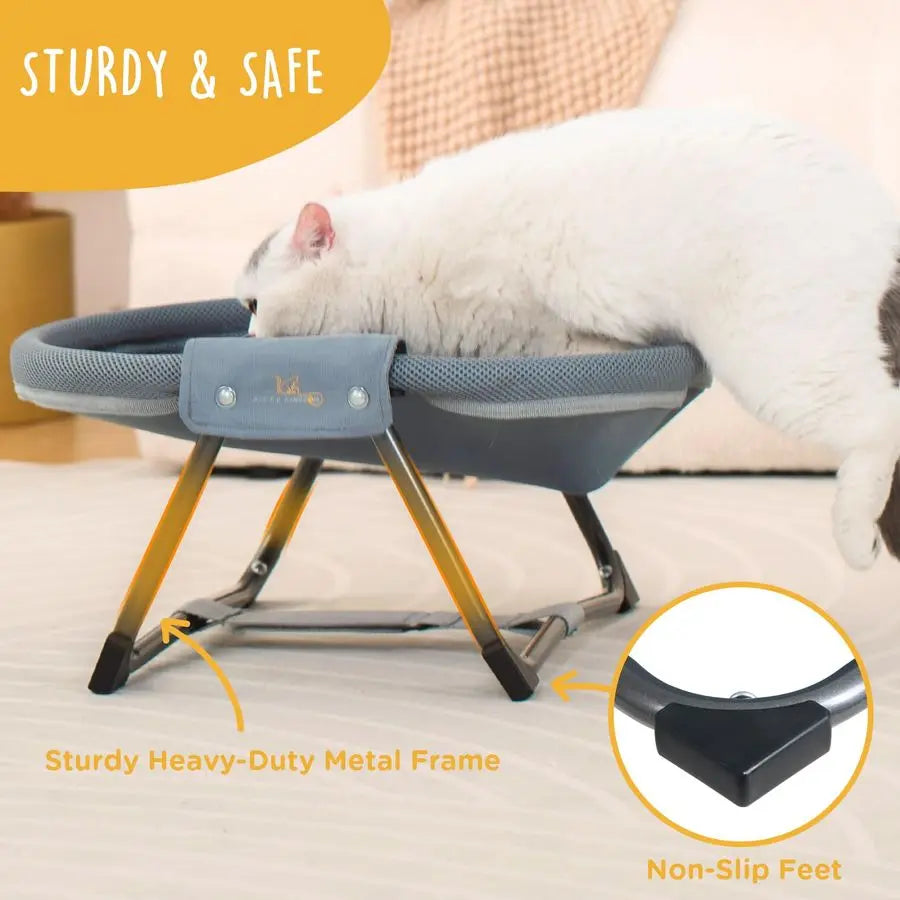 Elevated Cat Hammock Bed, Foldable NoAssembly Cat Bed with Breathable Mesh for Indoors and Outdoors Use, Lightweight Raised Pet