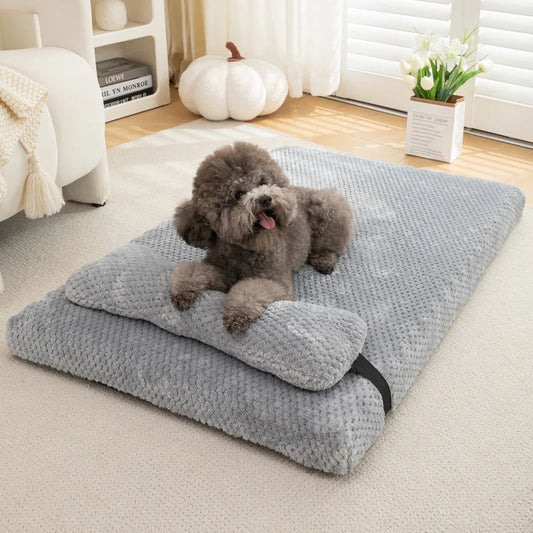 Warm Calming Dog Bed Pillow And Plush Mat For Pets
