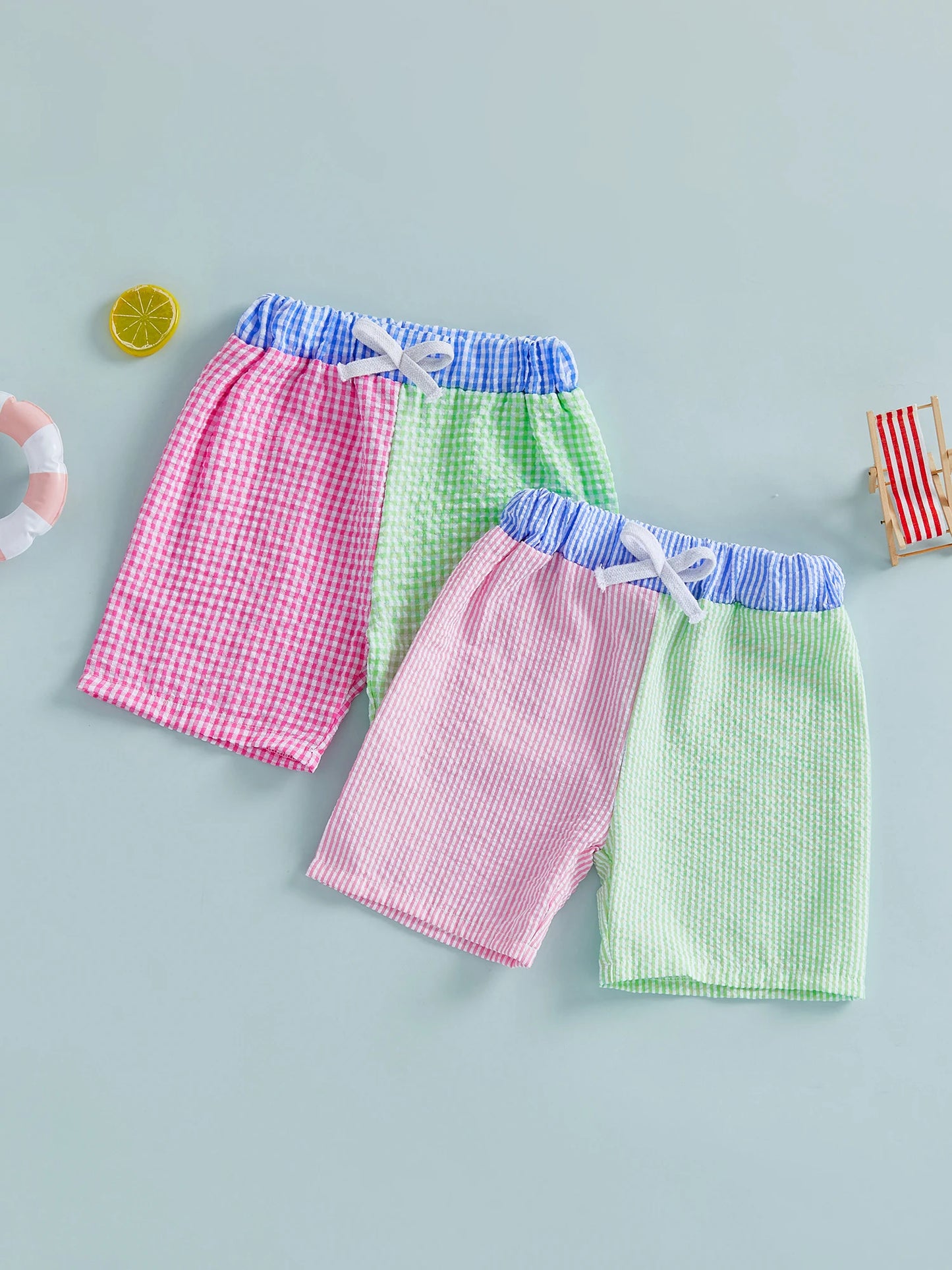 Children s Boys Swim Trunks Comfortable Elastic Waist Plaid and Stripes Design Summer Beach Swim Shorts Swimsuit for Kids