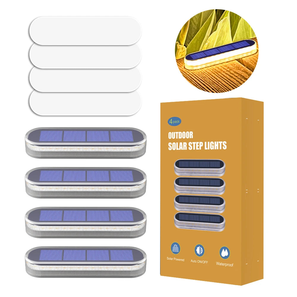 Waterproof Solar Deck Lights Auto On Off Four Pack Outdoor