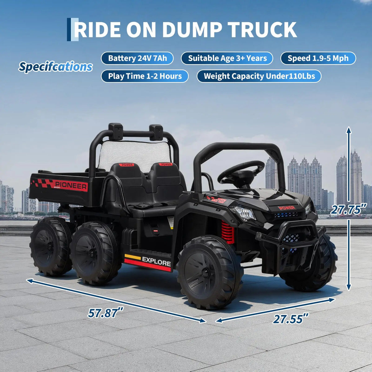 HiMISS Kids Ride On Dump Truck With Parental Remote Control