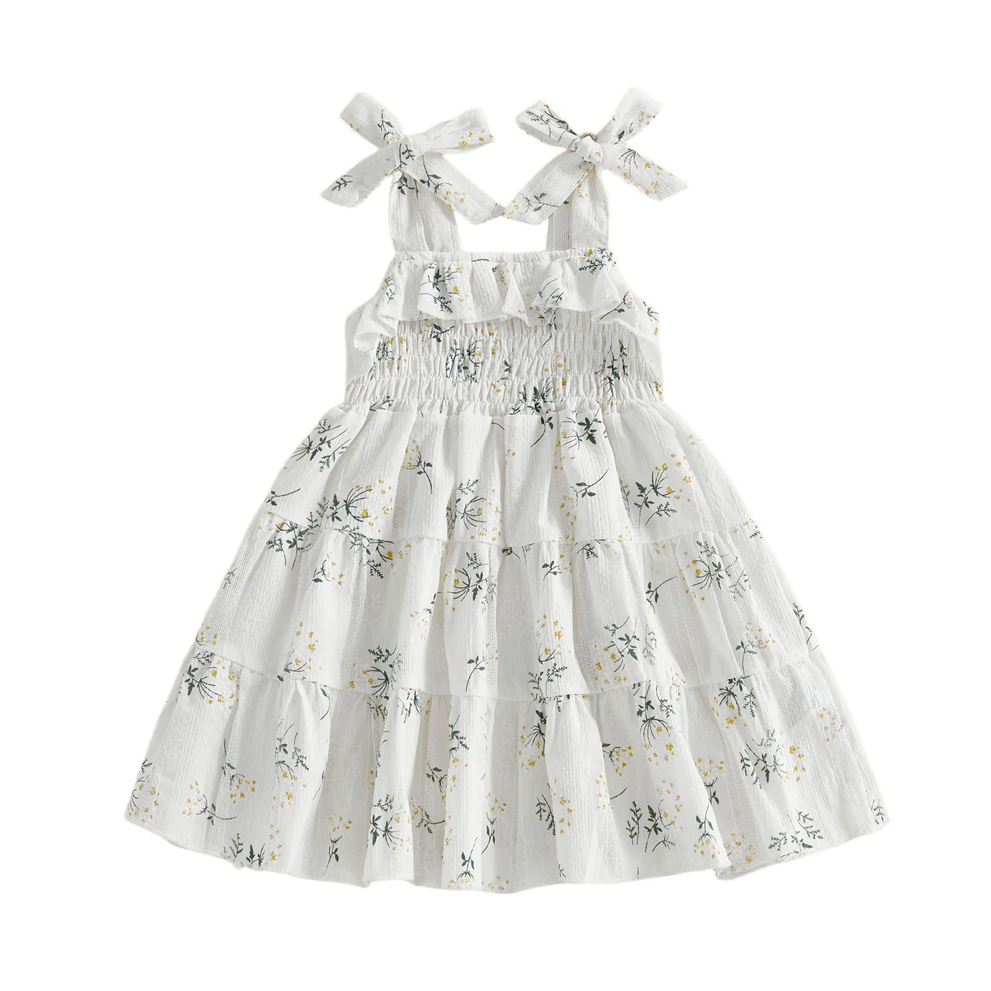 Floral Print Aline Toddler Dress With Tie Shoulder Detail