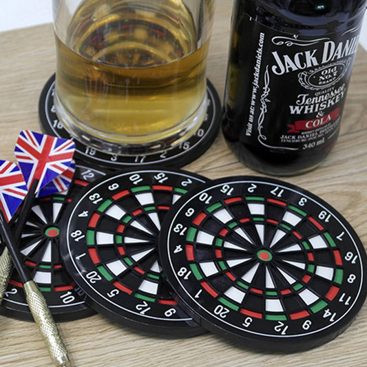 4Pcs Dart Board Shape Drinks Coasters Creative Coffee Mug Coasters Heat Resistant Decorative Cup Mats for Home Kitchen