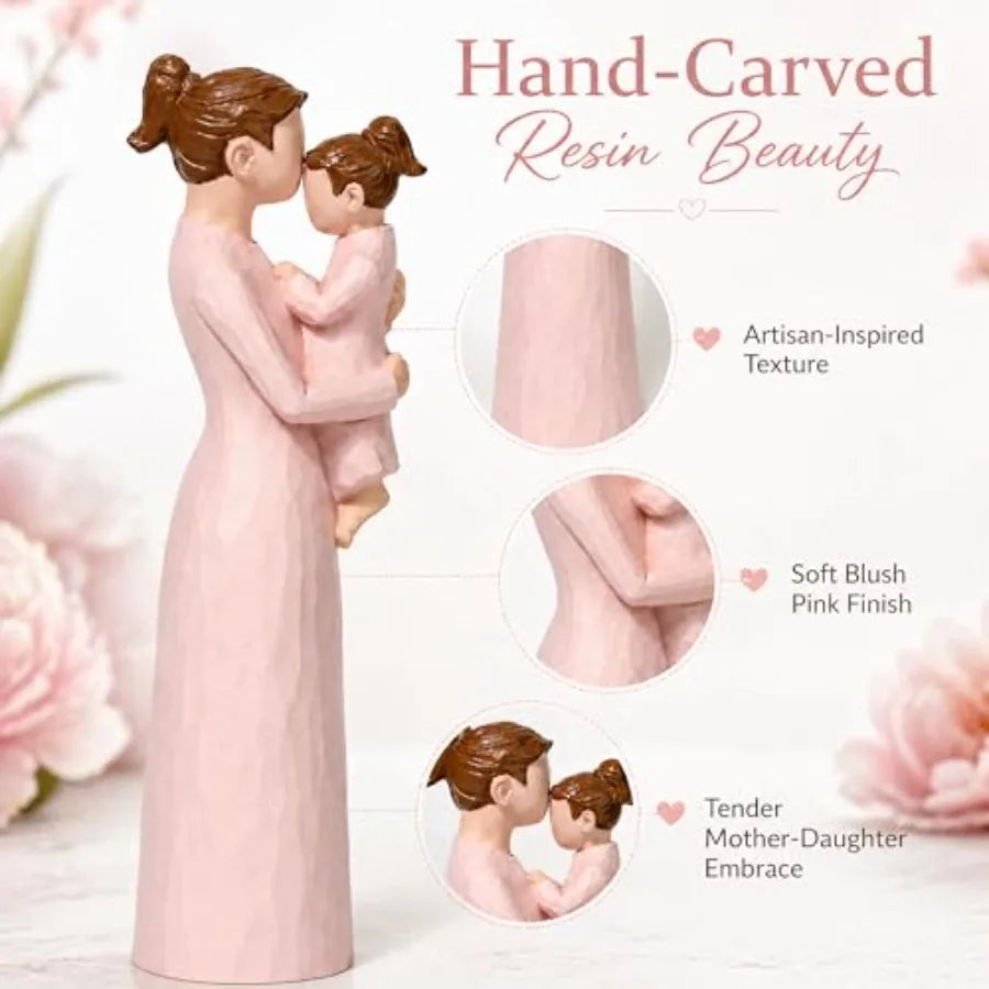 Mother And Daughter Figurine Statue Gift, Hand Painted Family Keepsake