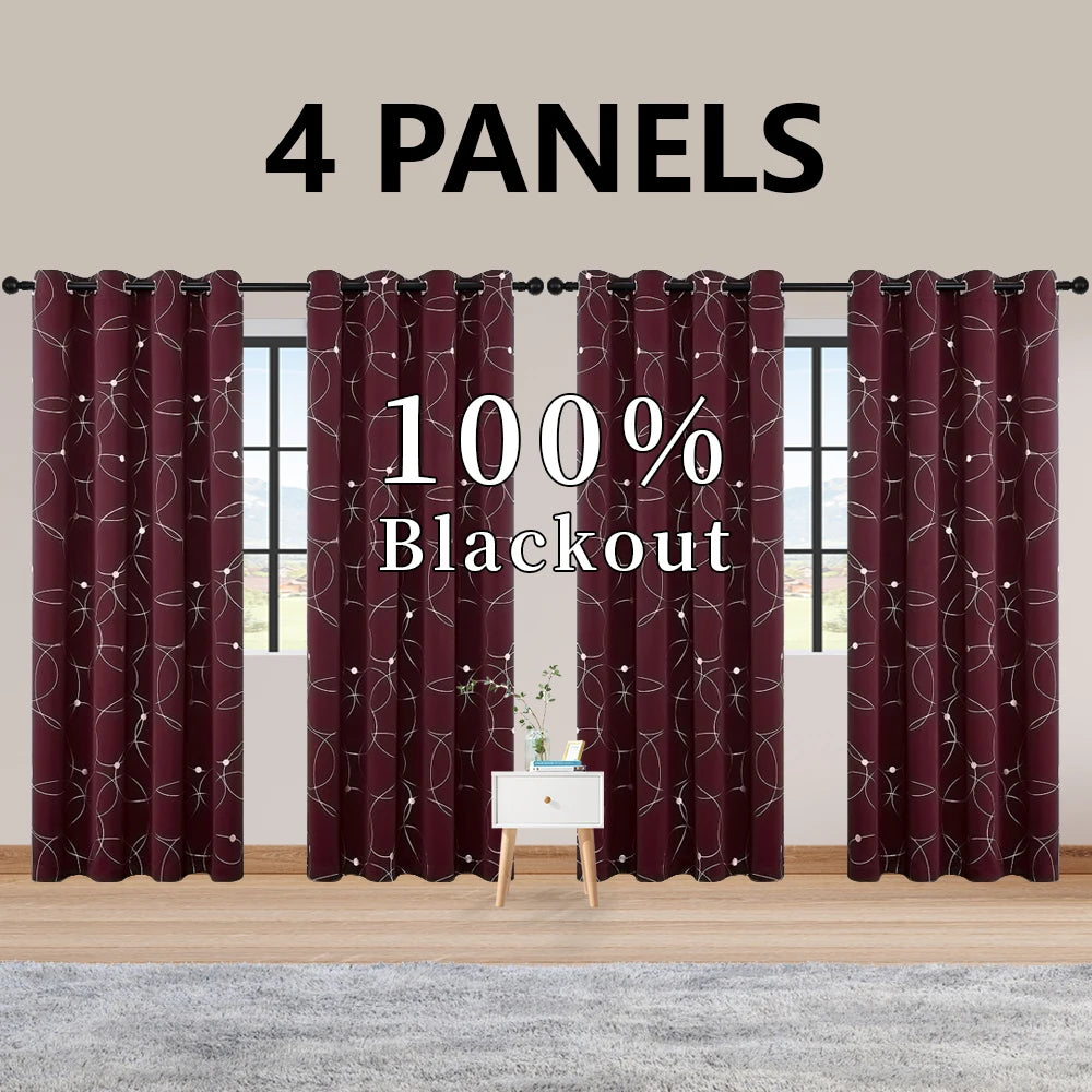 Blackout Curtains With Circle And Dot Foil Print