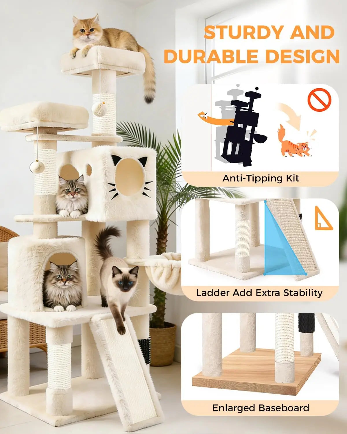 XMSJ Purrlato Three Tier Cat Tree With Sisal Scratching Posts