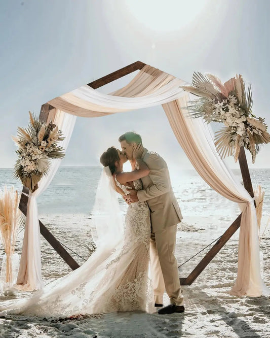 7.2FT Heptagon Wooden Arch Wedding Arbor Backdrop Stand for Ceremony Indoor Outdoor Decor