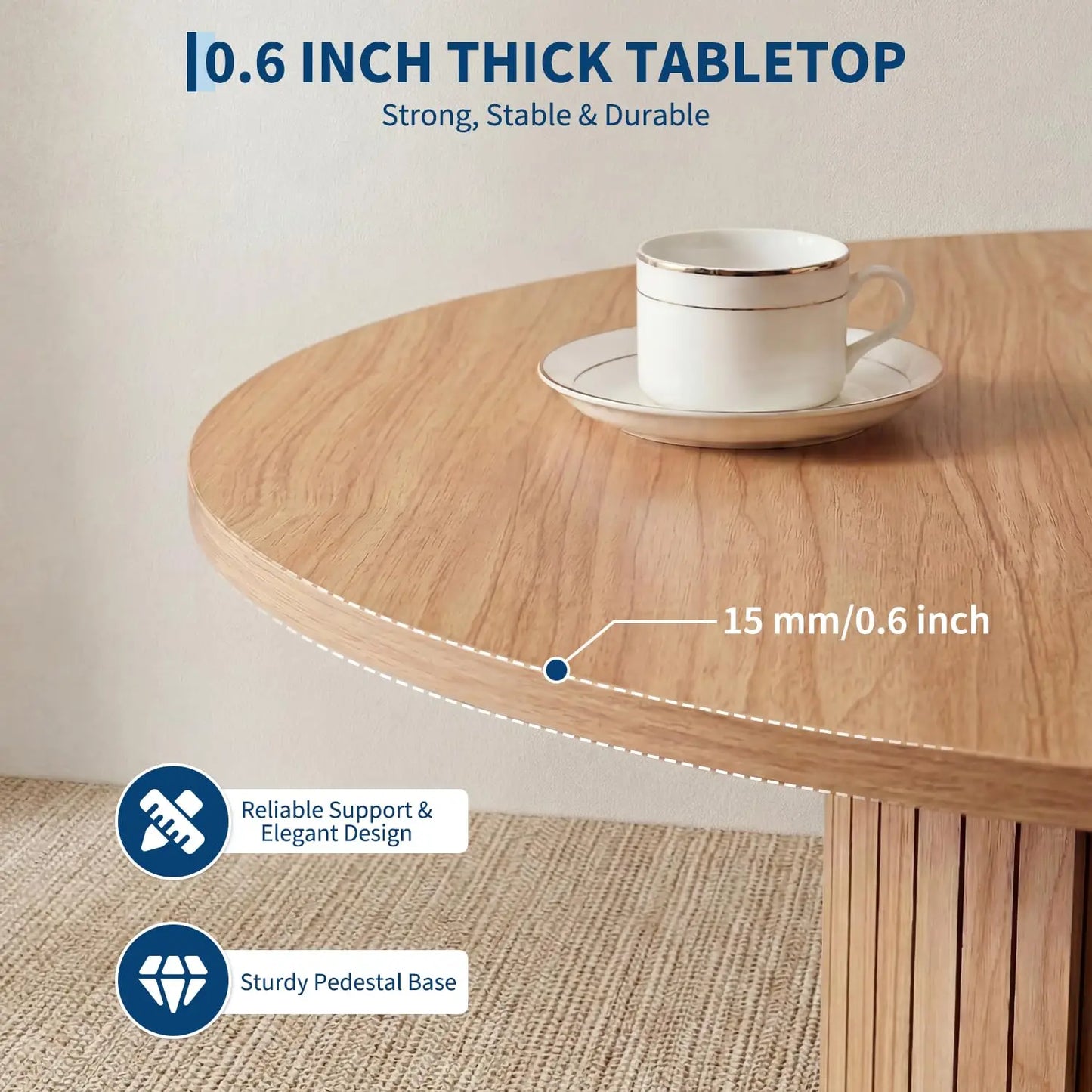 31.5in Round Dining Table For 2-4, Space Saving Kitchen Table With Center Storage, Farmhouse Wood Table For Homes & Dining Rooms