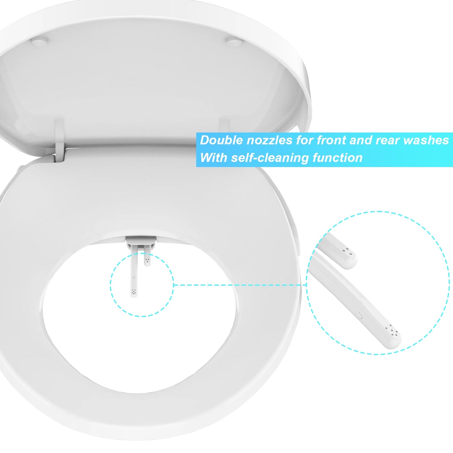 Twister.Ck Premium Non Electric Round Bidet Toilet Seat Dual Nozzle