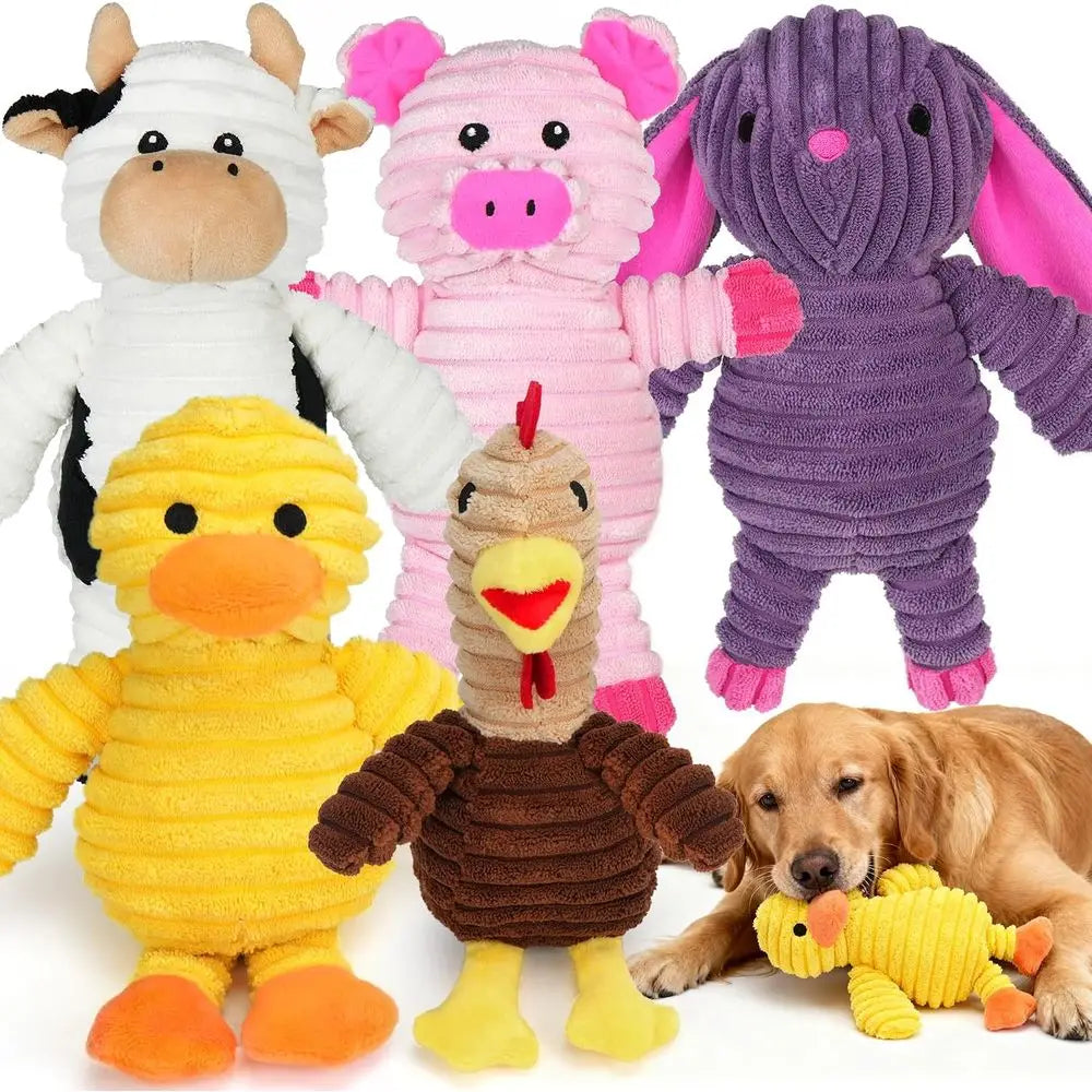 Dog Toys, 5 Pack, Plush Squeaky Toys, Assorent Value Bundle Animal Pet Toy or Small Medium Large Dogs, Puppy Chew Toy