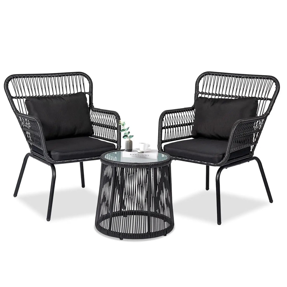 Modern Outdoor Wicker Rattan Patio Bistro Conversation Furniture Set
