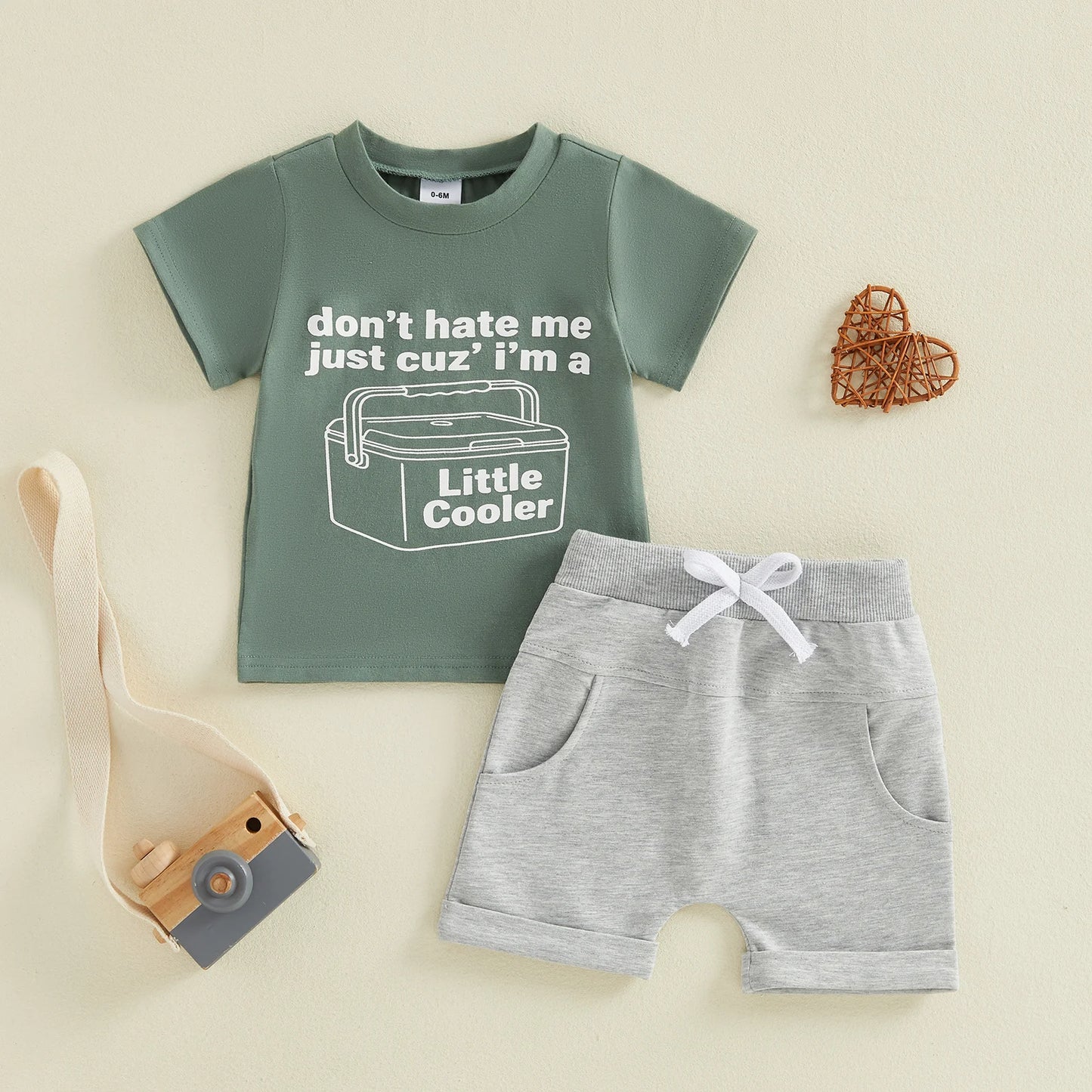 Infant Boy s Summer Clothing Set with Printed Crew Neck T-shirt and Matching Shorts - 2 Piece Outfit for Toddlers