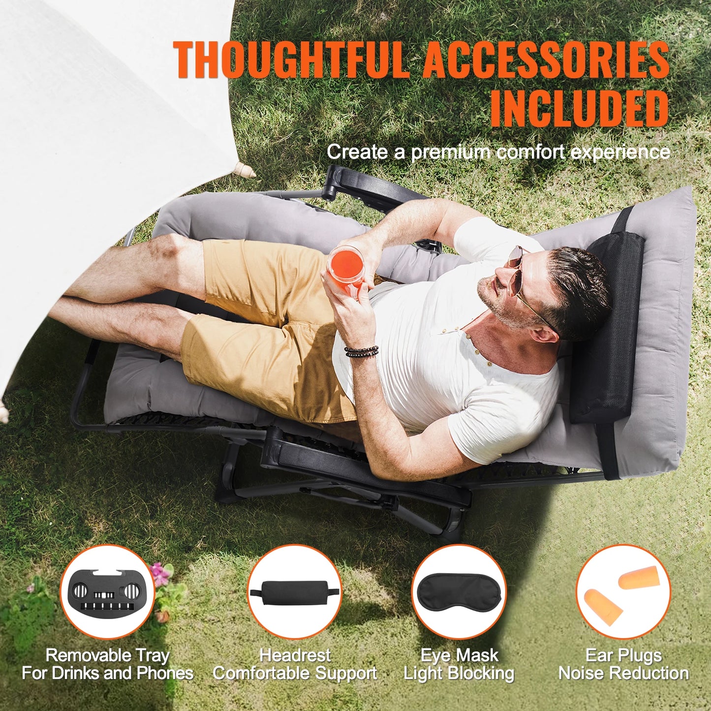 SucceBuy Zero Gravity Chair Anti Gravity Recliner With Footrest Cupholder