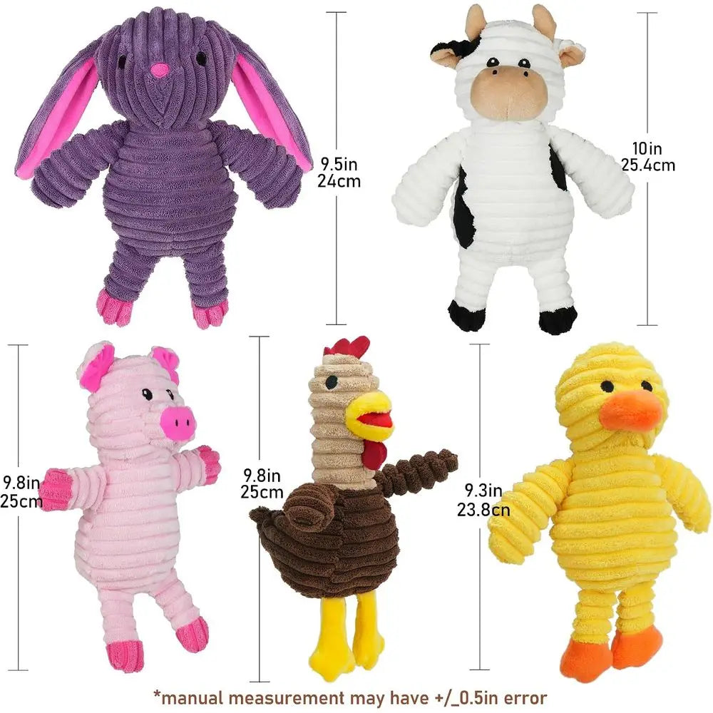 Dog Toys, 5 Pack, Plush Squeaky Toys, Assorent Value Bundle Animal Pet Toy or Small Medium Large Dogs, Puppy Chew Toy