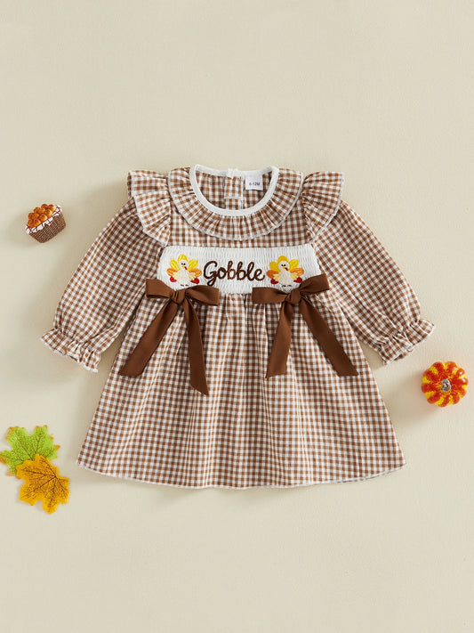 Toddler Thanksgiving Dress With Long Sleeve Round Neck