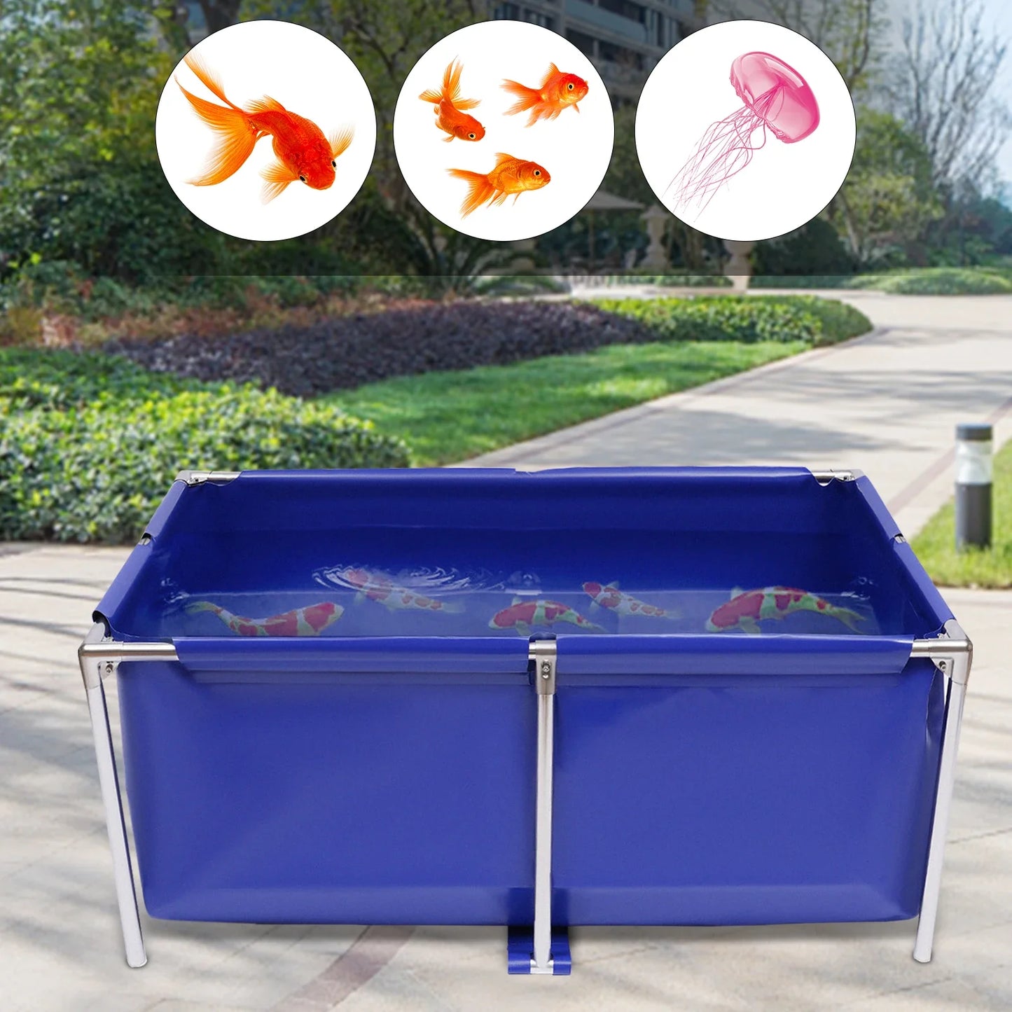 Thickened Waterproof Aquarium Fish Water Tank Anti-rust Canvas Ornamental Swimming Pool Large capacity Koi Lobster Breeding Pond