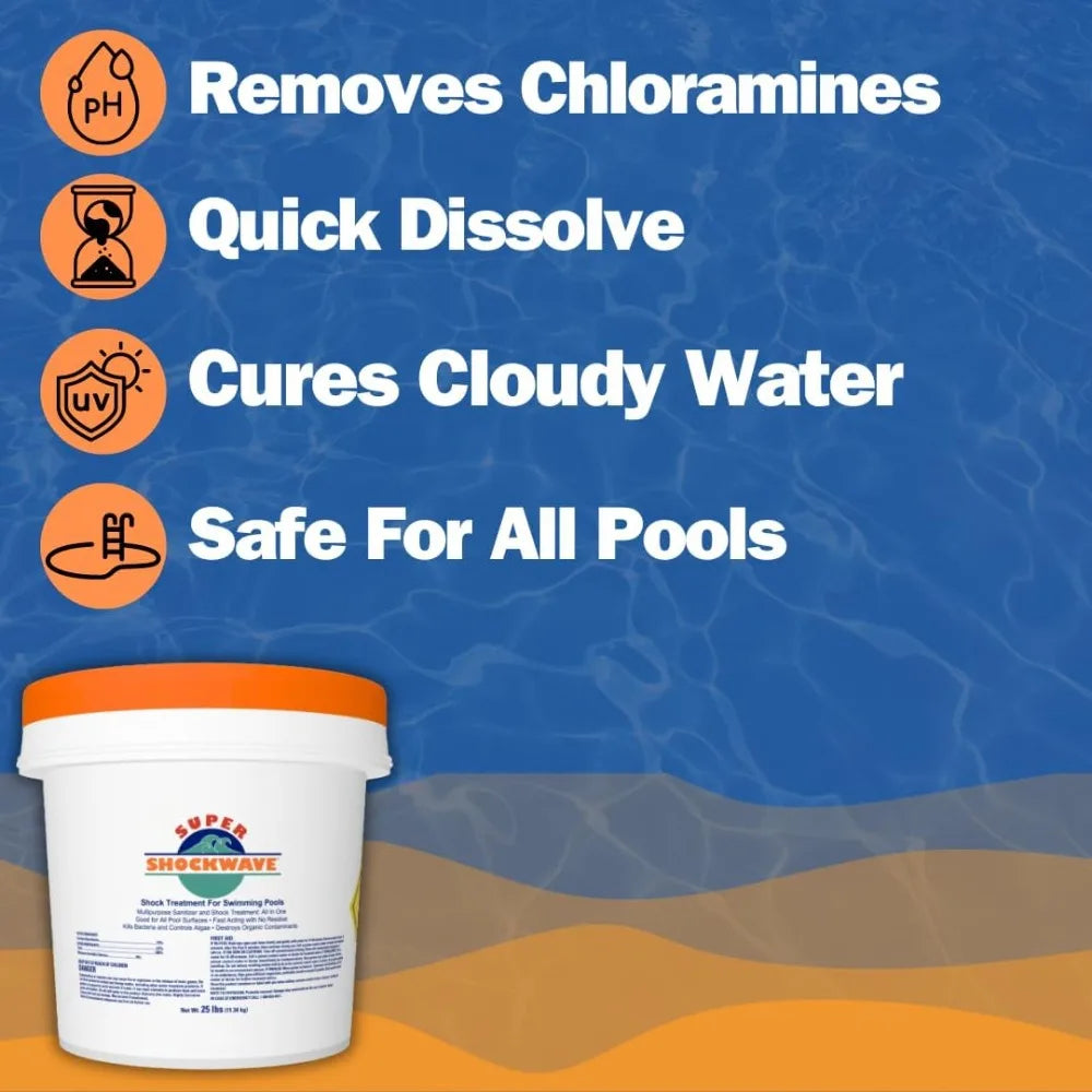 HOME.Super Shockwave Pool Shock – 73% Cal-Hypo Granular Sanitizer for Crystal Clear Water
