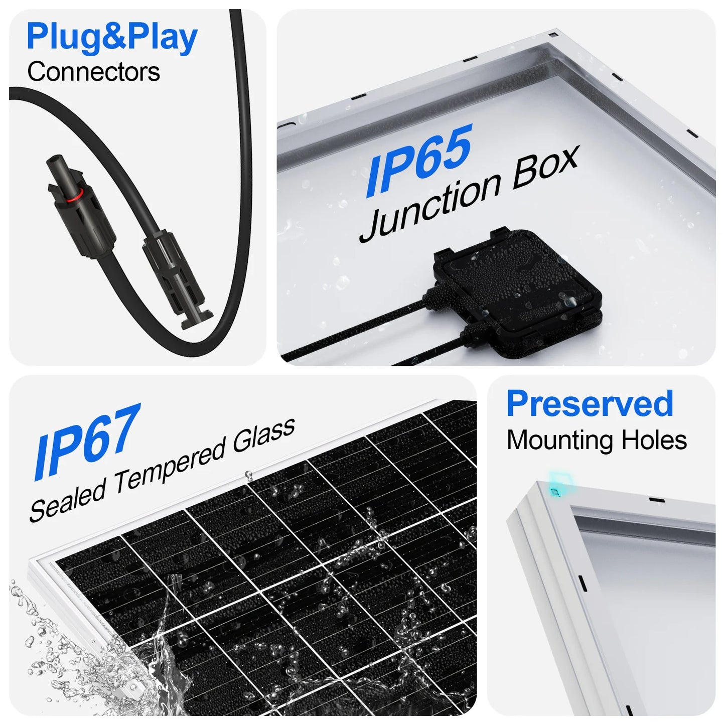 Eco-Worthy 195W 12V Monocrystalline Solar Panel High Efficiency PV Module