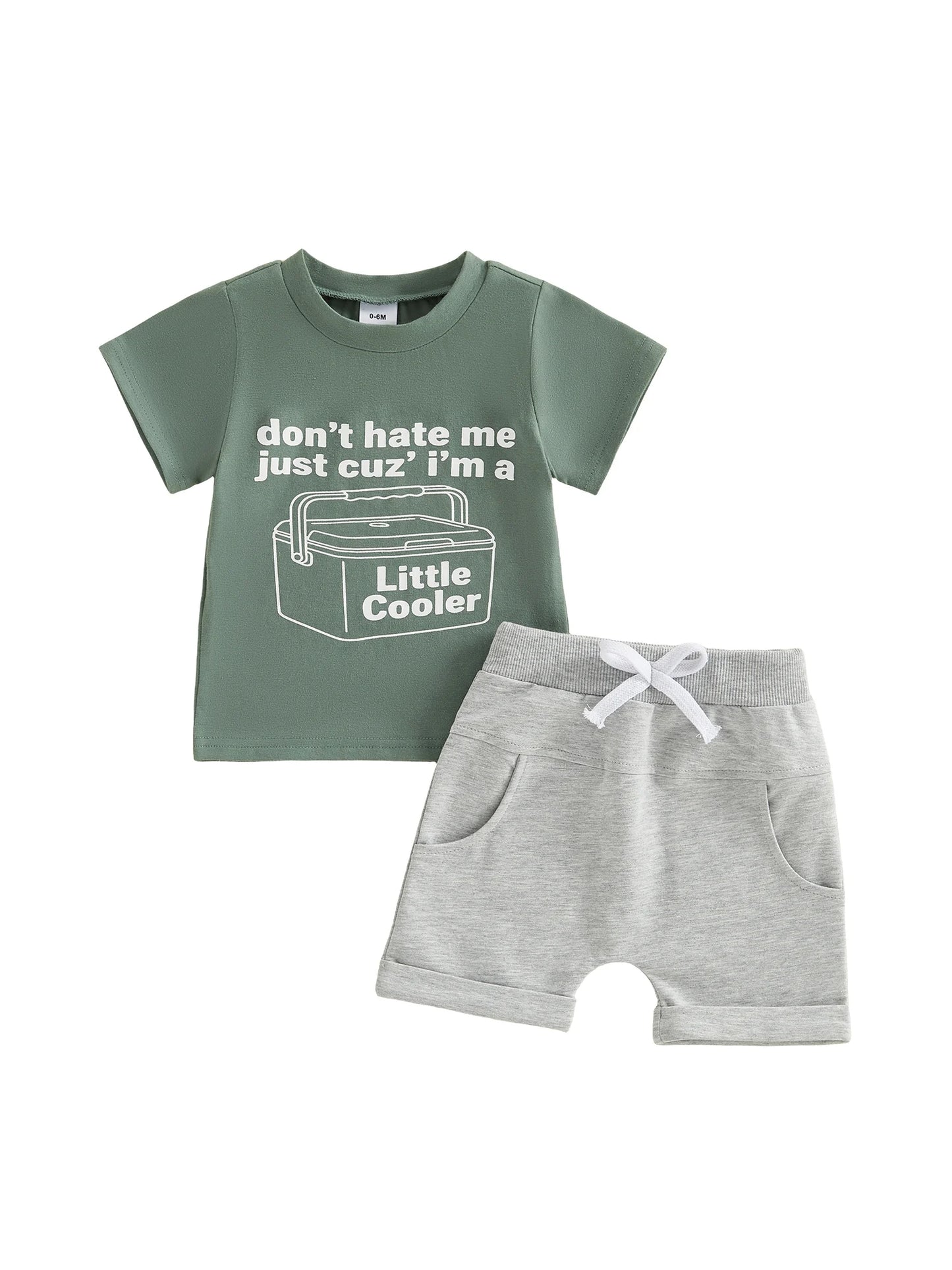Infant Boy s Summer Clothing Set with Printed Crew Neck T-shirt and Matching Shorts - 2 Piece Outfit for Toddlers
