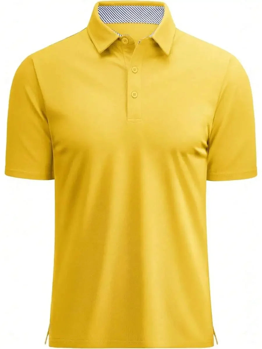 Mens Short Sleeve Cotton Pique 3-Button Classic Fit Casual Golf Shirt