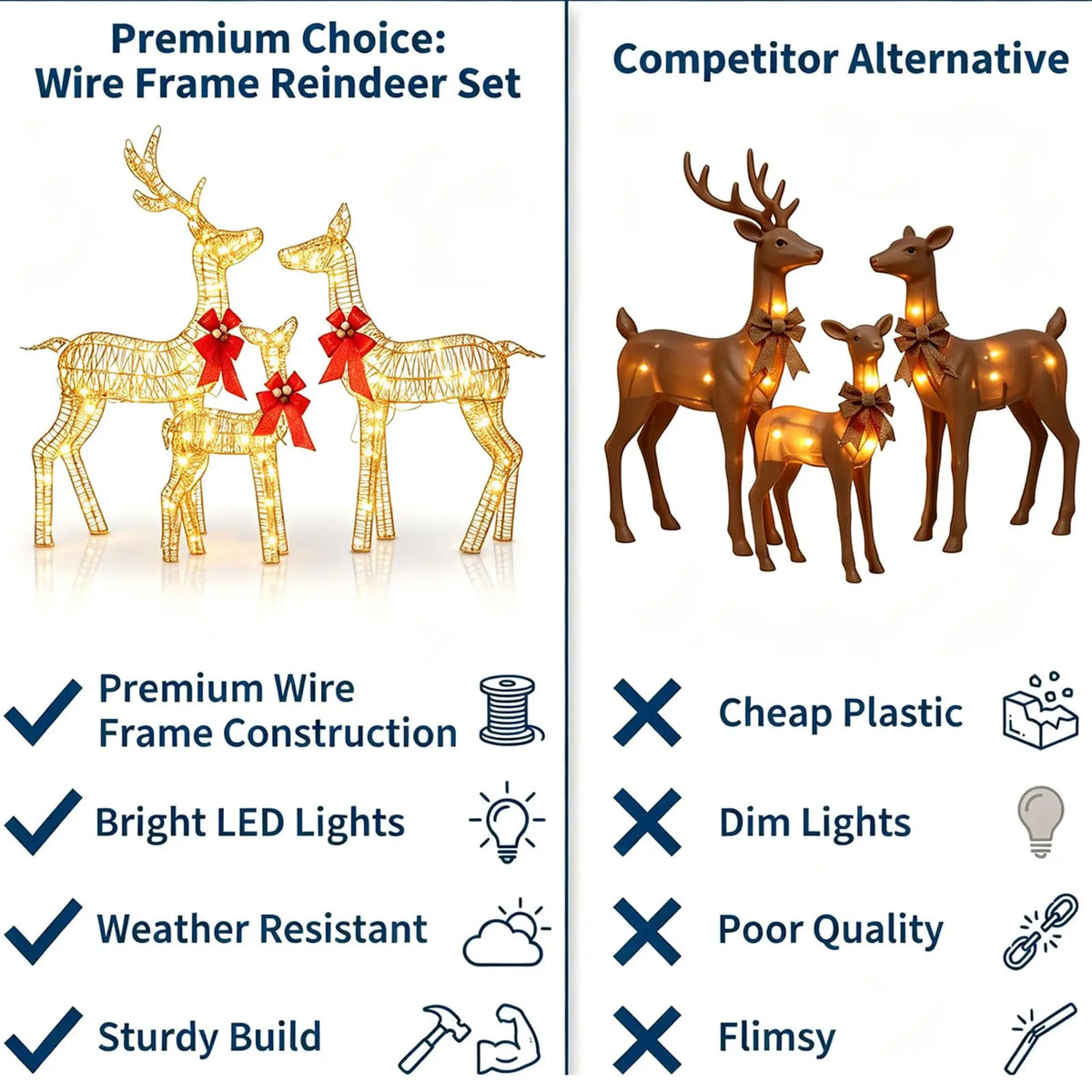 HiMISS Christmas Deer Family Outdoor Led Yard Garden Decor