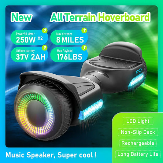 Kids 6.5'' Self Balancing Hoverboard All Terrain with LED Light And Bluetooth Speaker - Portable Smart Transport Device