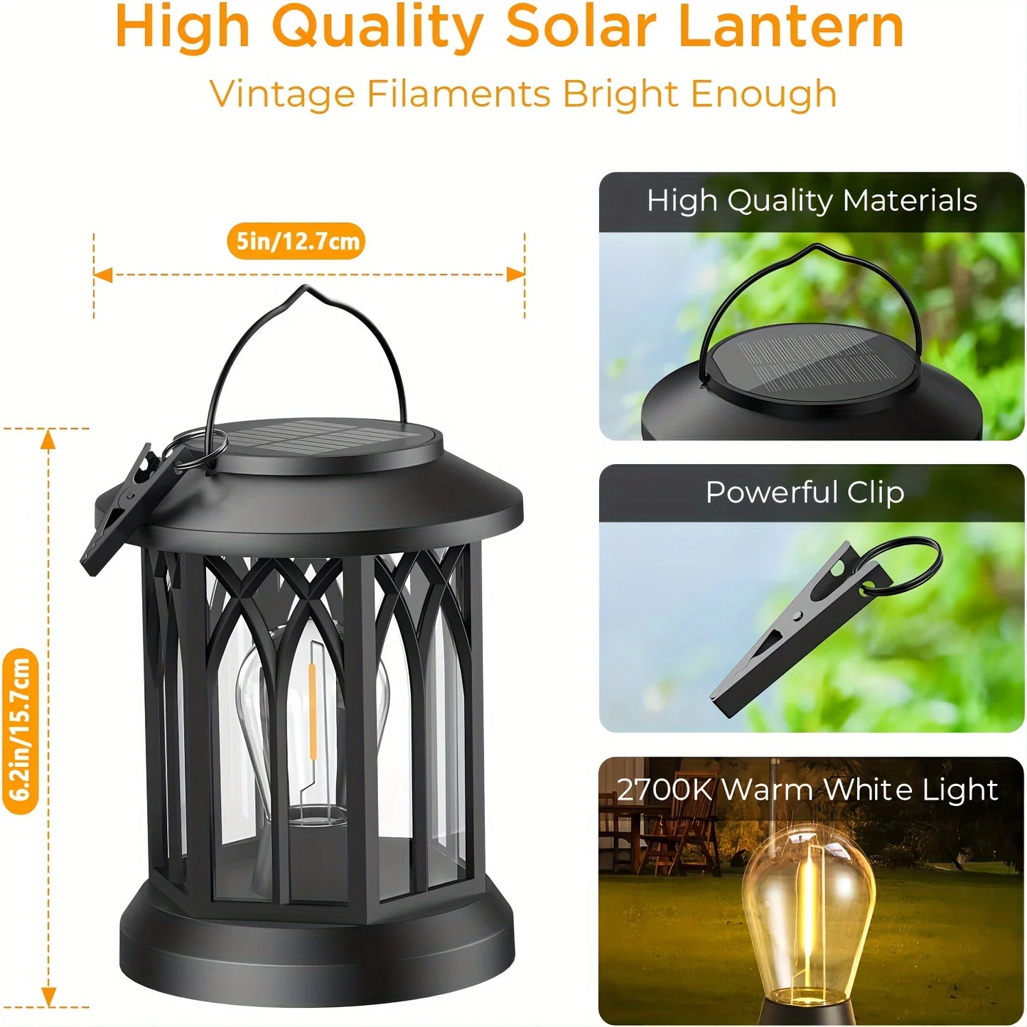 KPSTEK 2 Pack Upgraded Bright Solar Lantern Lights Outdoor Patio