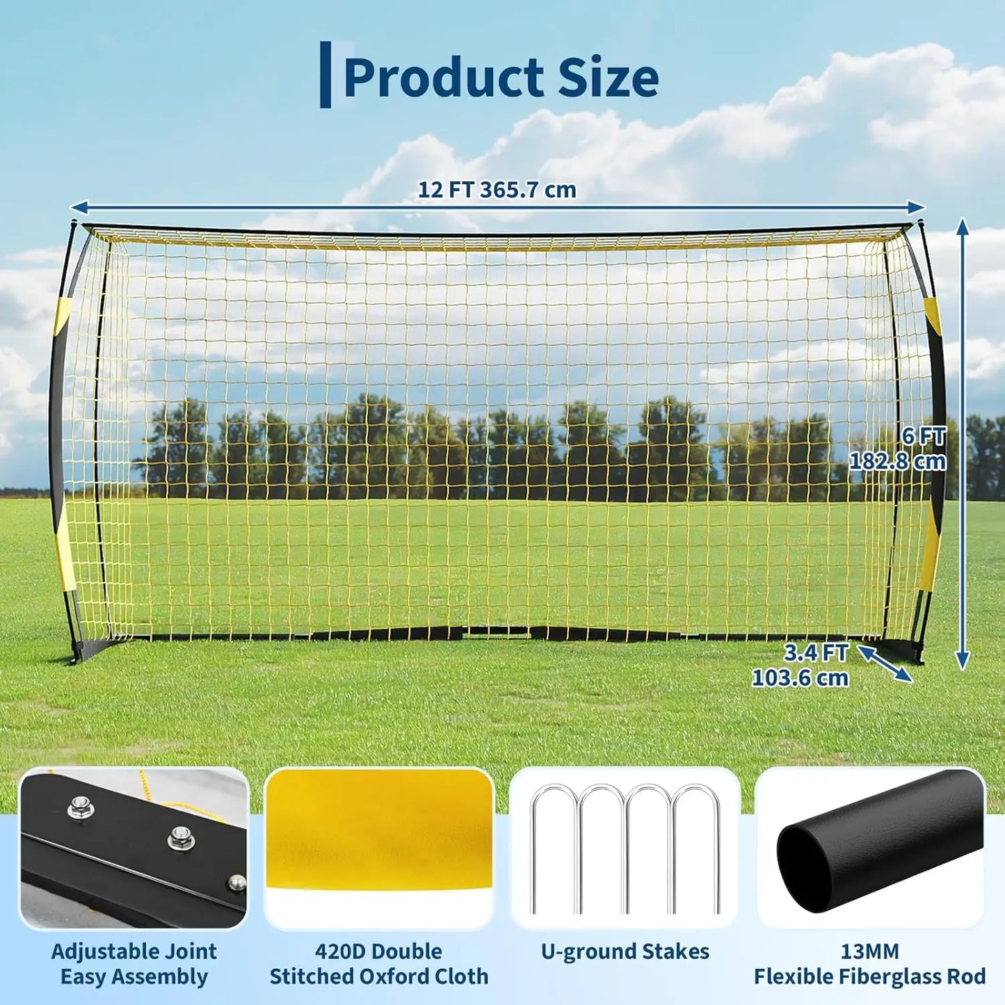 HiMISS Portable Backyard Soccer Goal for Training and Practice