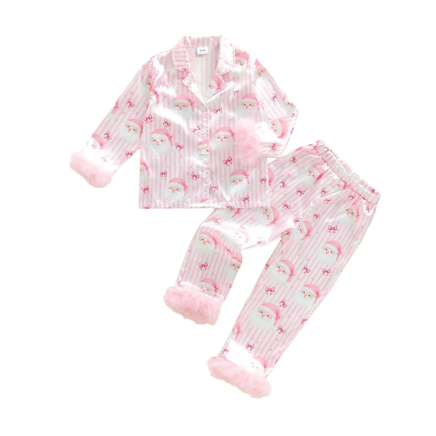 Girls Christmas Satin Pajama Set