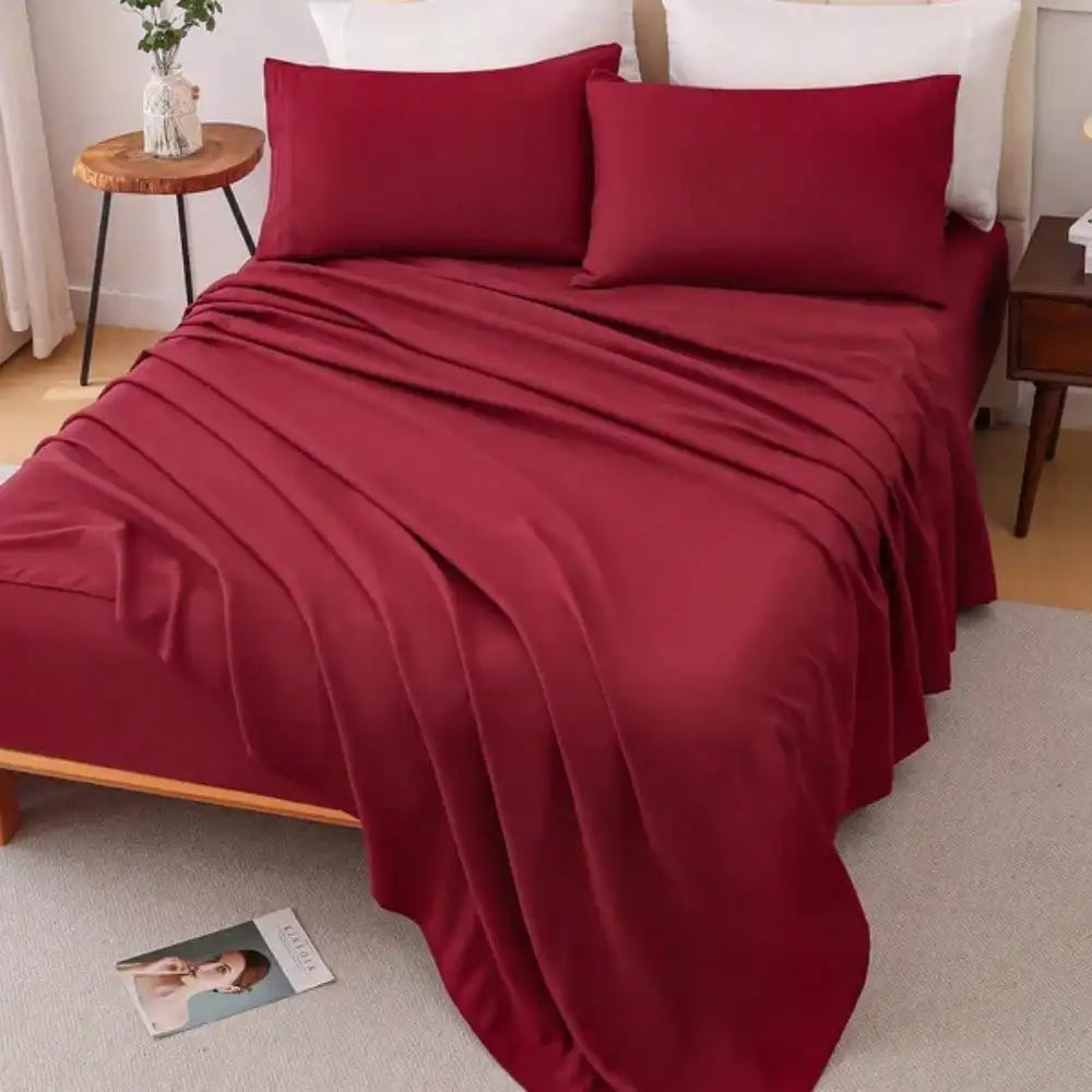 Queen Size 4-Piece Bedding Set Soft Comfortable Bed Sheet Set with Pillowcases