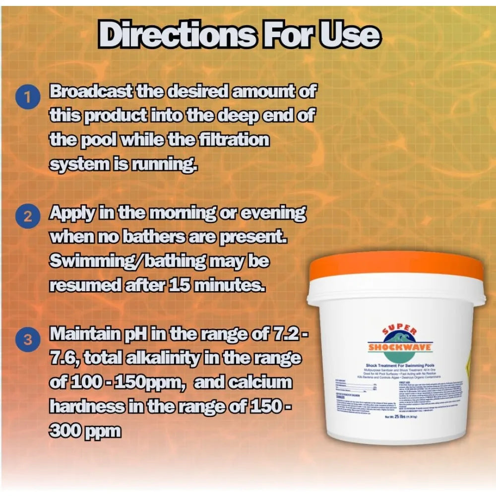 HOME.Super Shockwave Pool Shock – 73% Cal-Hypo Granular Sanitizer for Crystal Clear Water