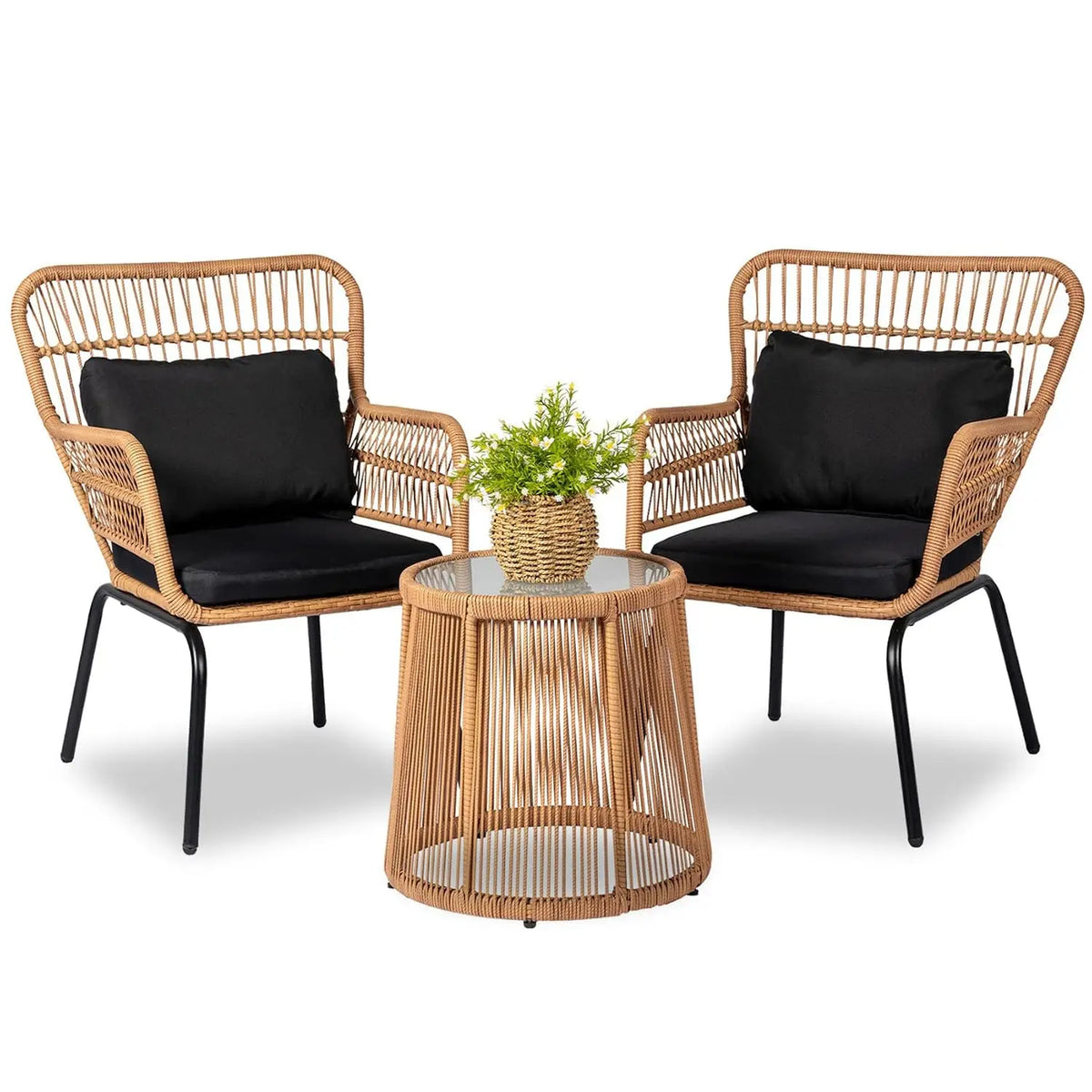 Modern Outdoor Wicker Rattan Patio Bistro Conversation Furniture Set