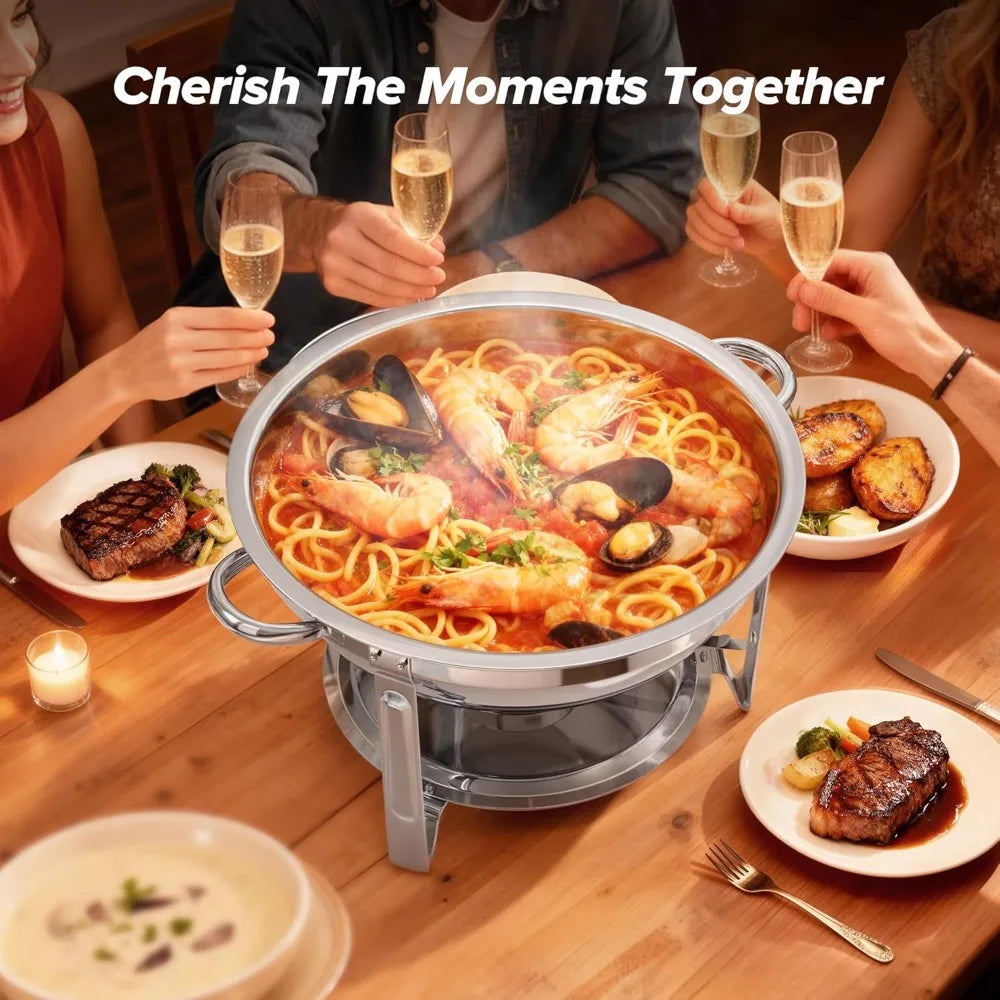 Stainless Steel Chafing Dish Set With Lid Holder For Buffet Events