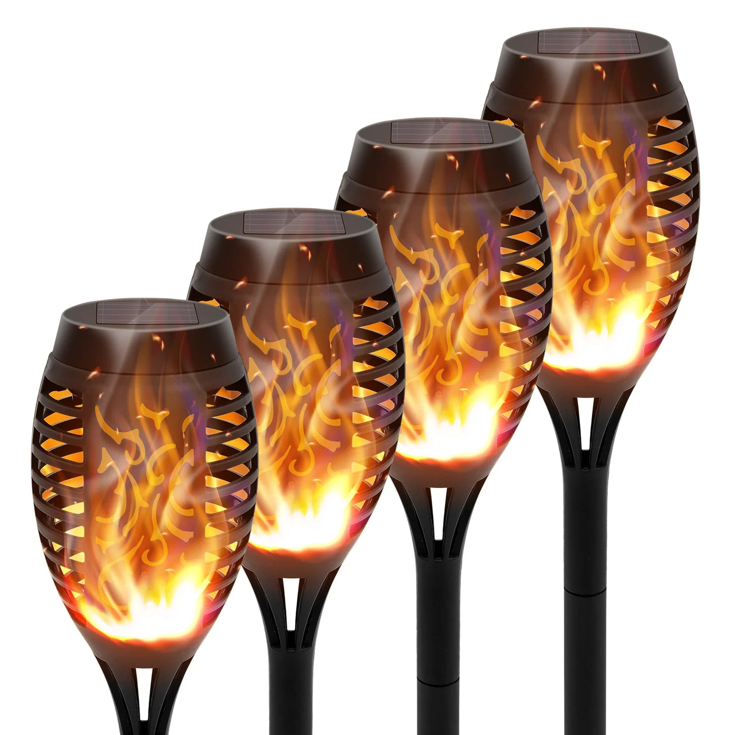 Solar Torch Lights With Flickering Flame Outdoor Waterproof Pathway