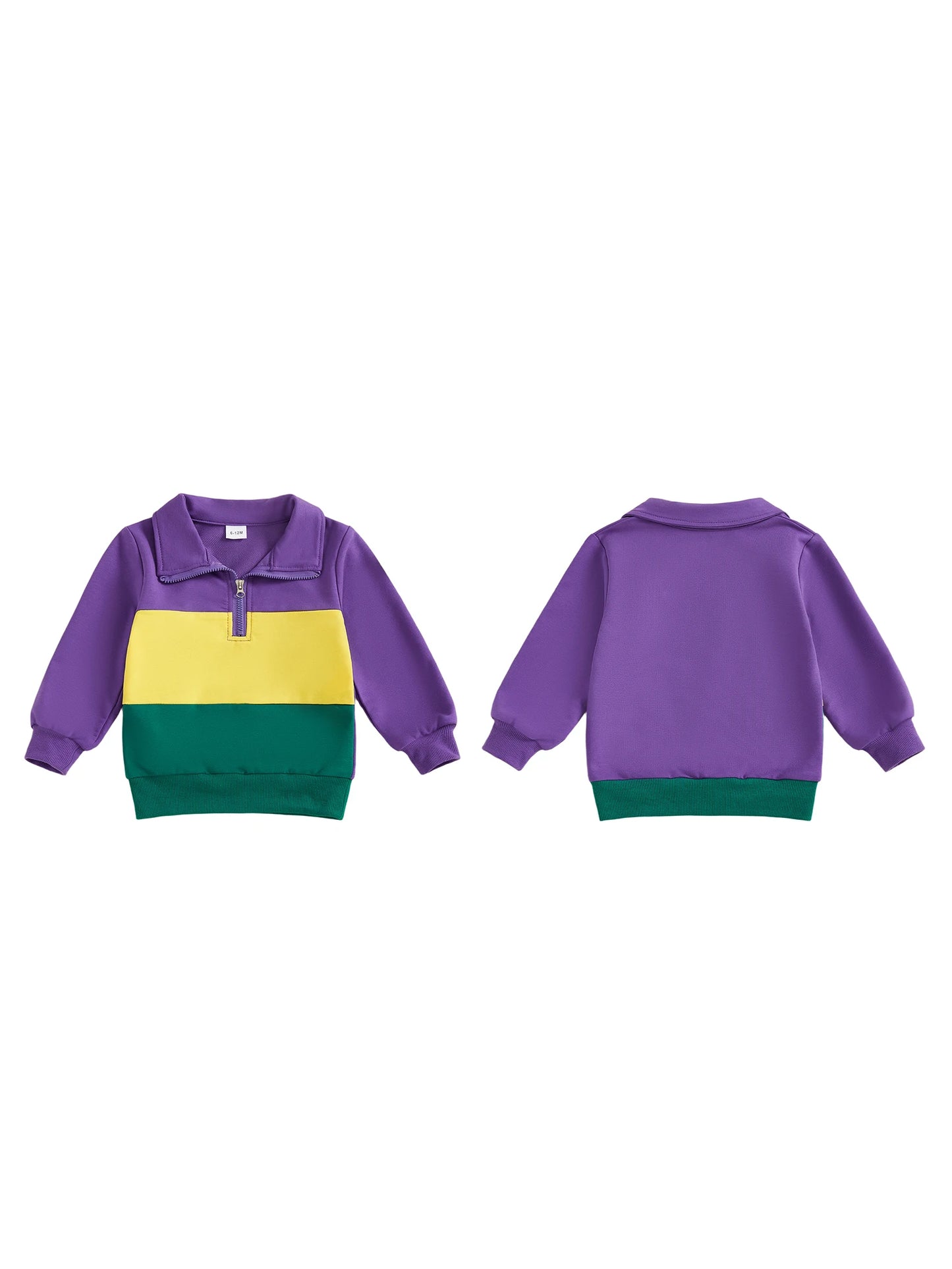 Toddler Baby Boy Carnival Sweatshirt Pullover Long Sleeve Lapel Collar Patchwork Upper Zipper Fall Tops